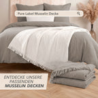 Musselin Bettwäsche Sets - Taupe - 2x155x220 + 2x40x80 cm