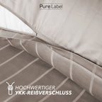 Kissenbezug Mako Satin mit Streifen - Taupe - 40x80