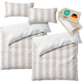 Musselin Bettwäsche  - Beige - Gestreift  2x155x220 40x80 cm