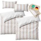 Musselin Bettwäsche  - Beige - Gestreift  2x155x220 40x80 cm