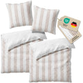 Musselin Bettwäsche  - Beige - Gestreift  2x155x220 80x80 cm