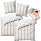 Musselin Bettwäsche  - Beige - Gestreift  2x155x220 80x80 cm