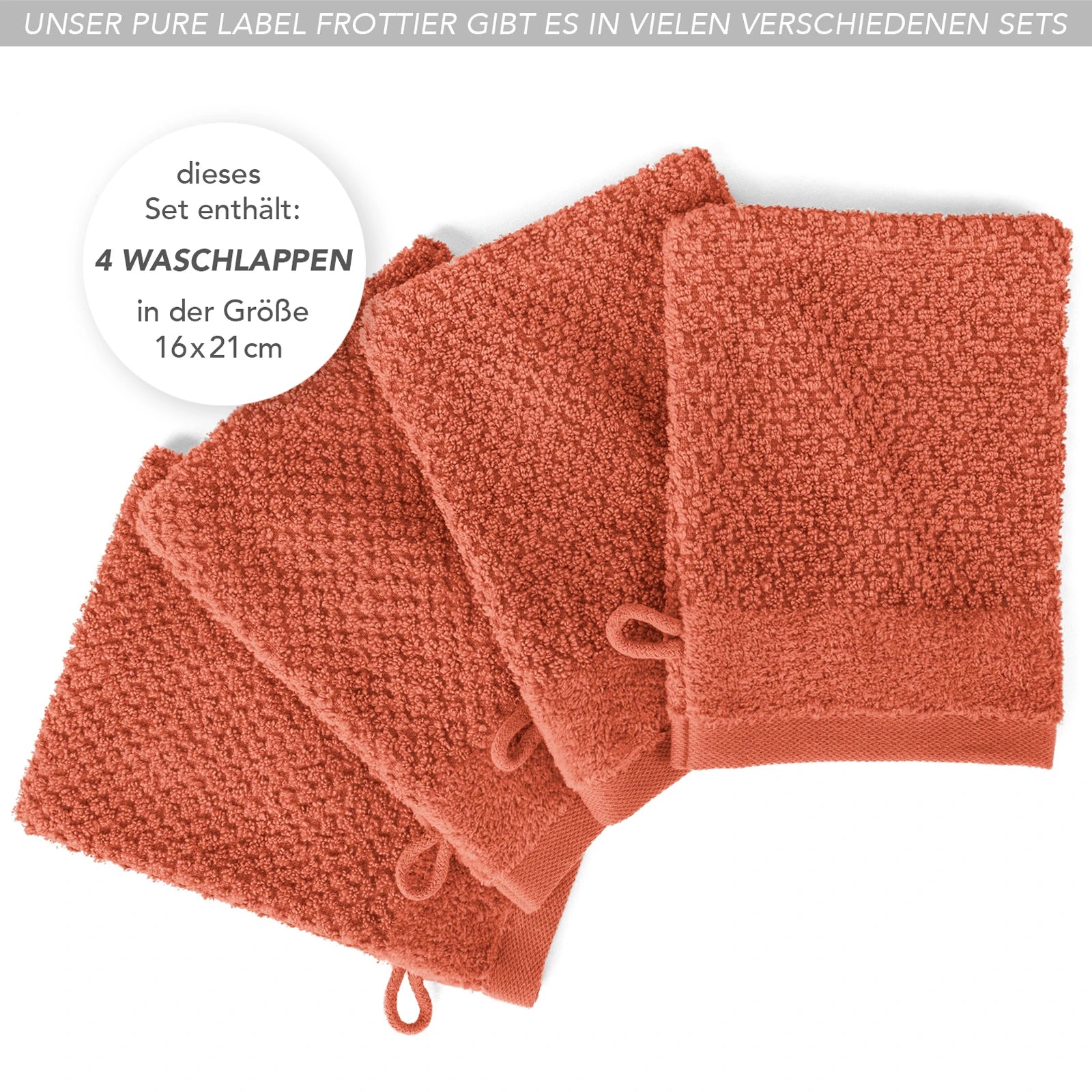 Waschlappen "Popcorn" - Anthrazit / 4x 16x21cm Pure Label