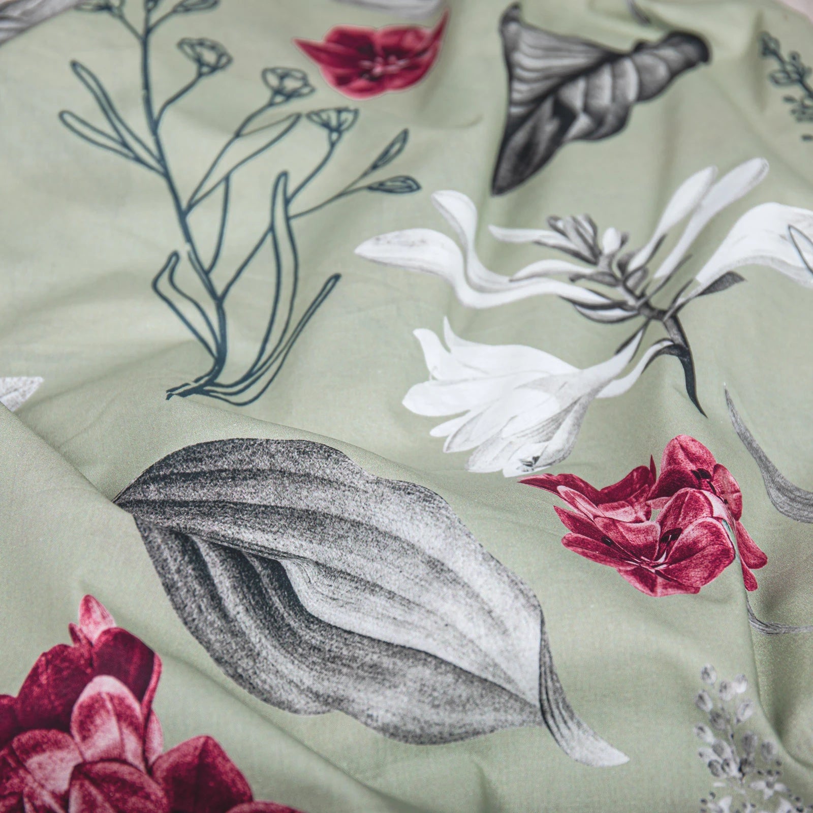 Bettwäsche "Blumen" - Beere / 135x200 + 40x80 cm Pure Label