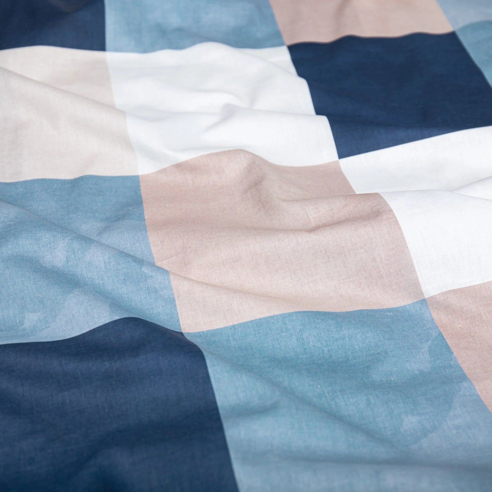 Bettwäsche "Karo" - Blau / 135x200 + 40x80 cm Pure Label