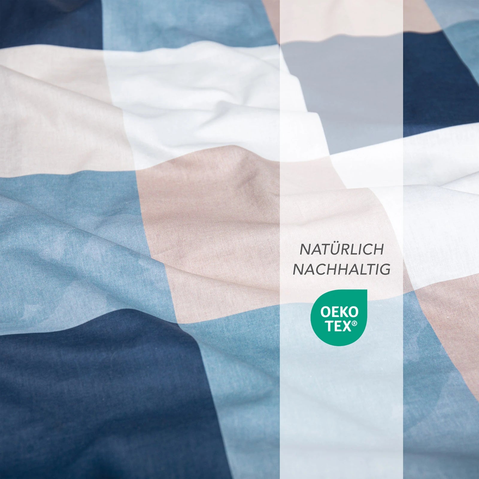 Bettwäsche "Karo" - Blau / 135x200 + 40x80 cm Pure Label