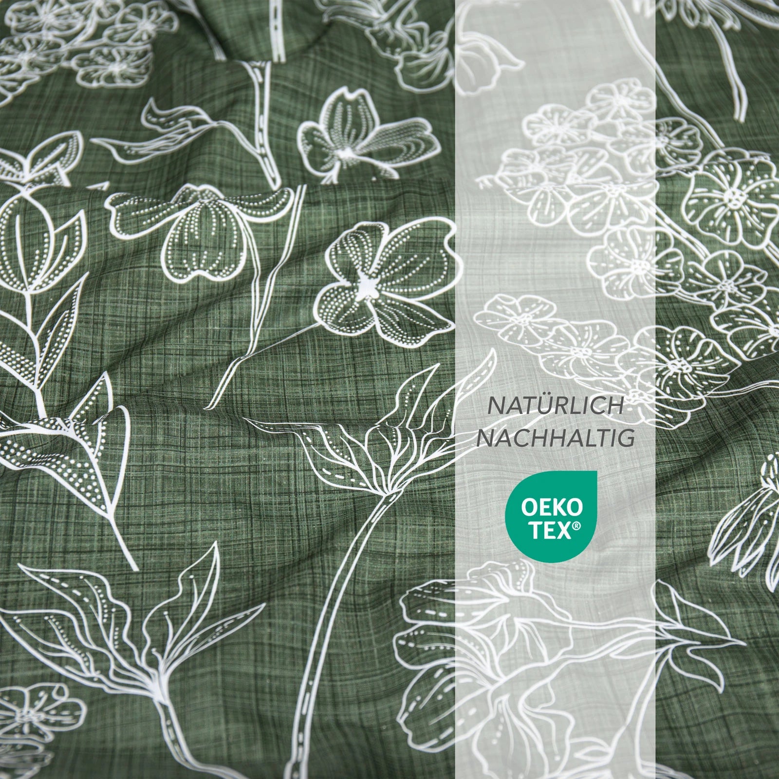 Bettwäsche "Flowers" - Grün / 135x200 + 40x80 cm Pure Label