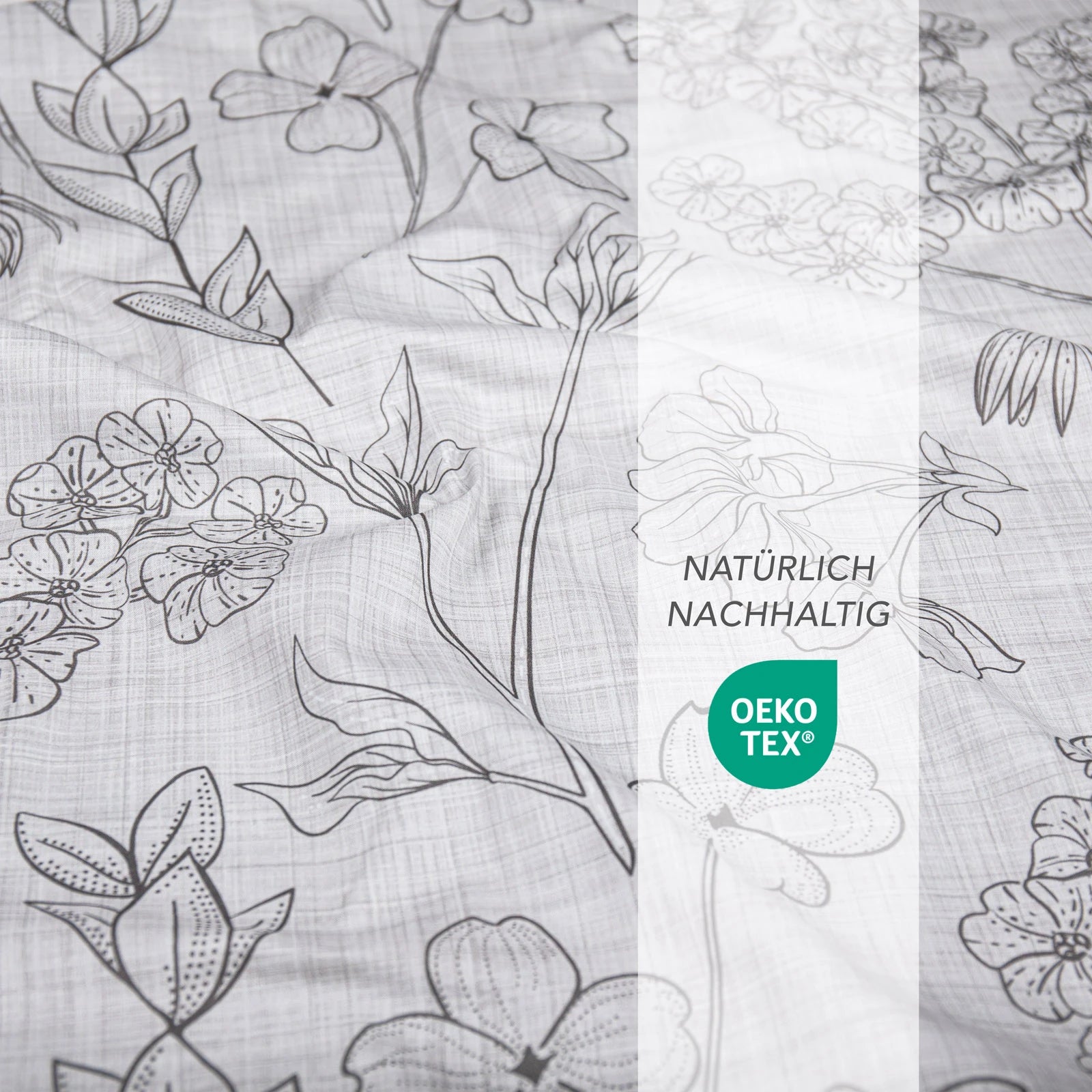 Bettwäsche "Flowers" - Grün / 135x200 + 40x80 cm Pure Label