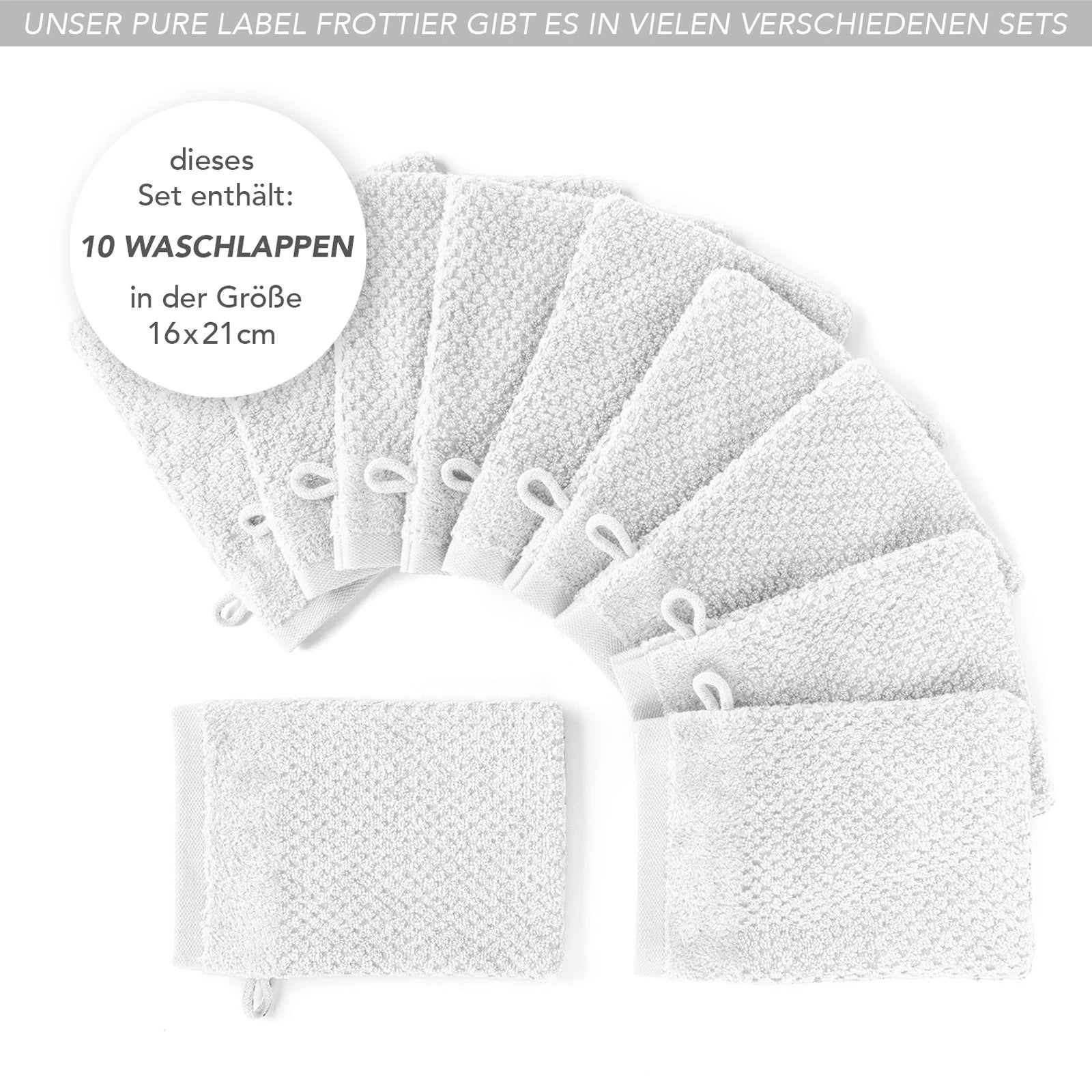 Waschlappen "Popcorn" - Anthrazit / 4x 16x21cm Pure Label