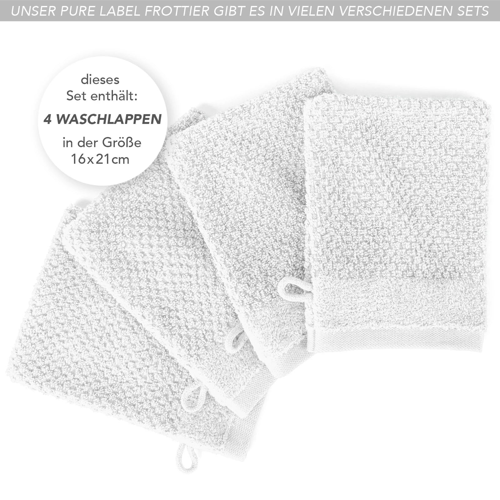 Waschlappen "Popcorn" - Anthrazit / 4x 16x21cm Pure Label