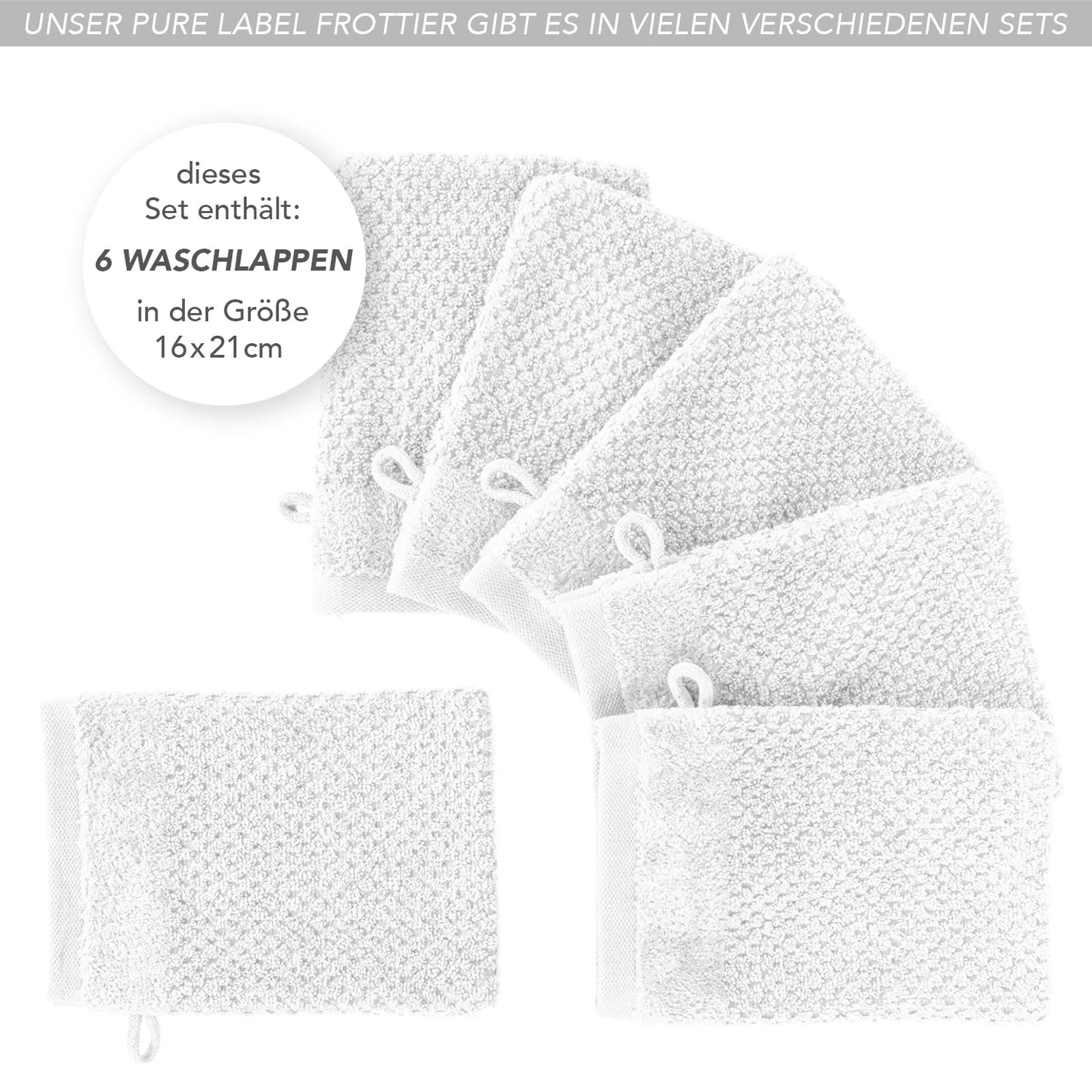 Waschlappen "Popcorn" - Anthrazit / 4x 16x21cm Pure Label