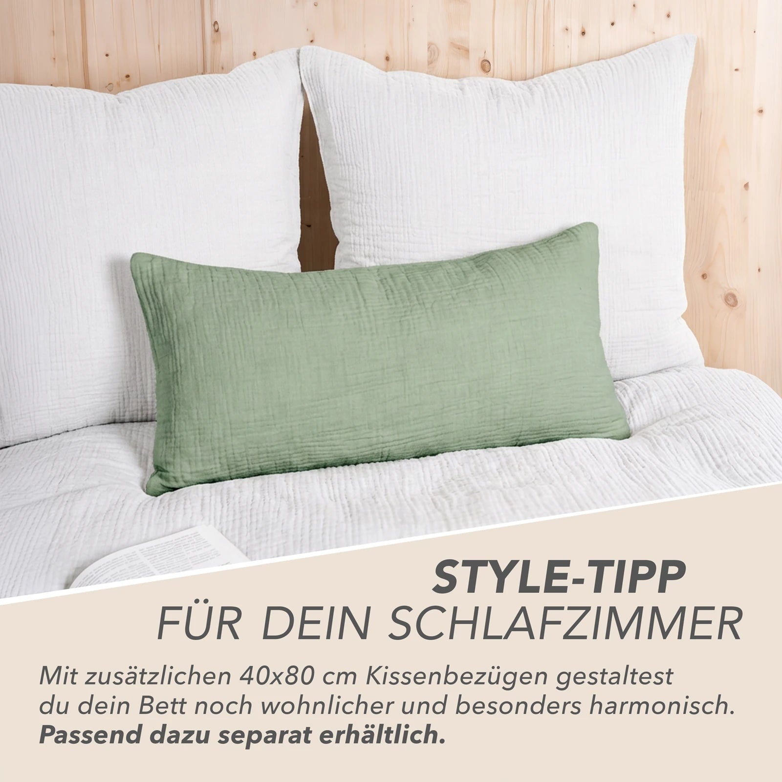 Musselin Bettwäsche Sets - Weiß - 2x155x220 + 2x80x80 cm