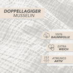 Musselin Bettwäsche Sets - Weiß - 2x155x220 + 2x80x80 cm