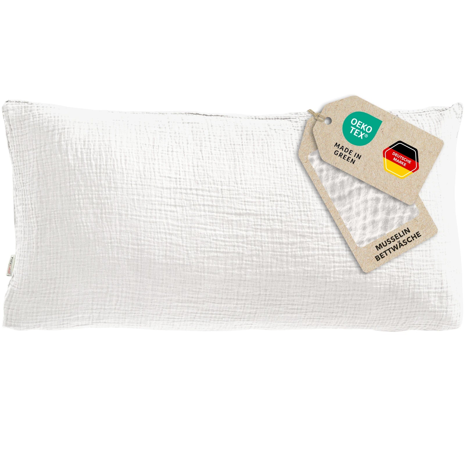 Musselin Kopfkissenbezug - Weiß - 40x80 cm