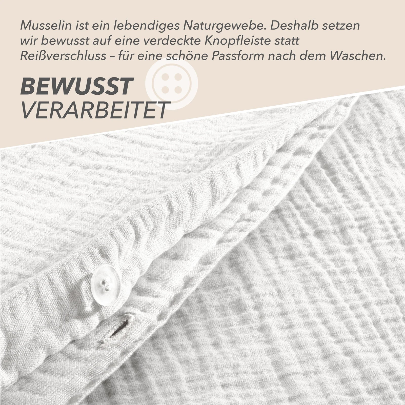 Musselin Bettwäsche Sets - Weiß - 2x155x220 + 2x80x80 cm