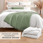 Musselin Bettwäsche Sets - Weiß - 2x155x220 + 2x80x80 cm