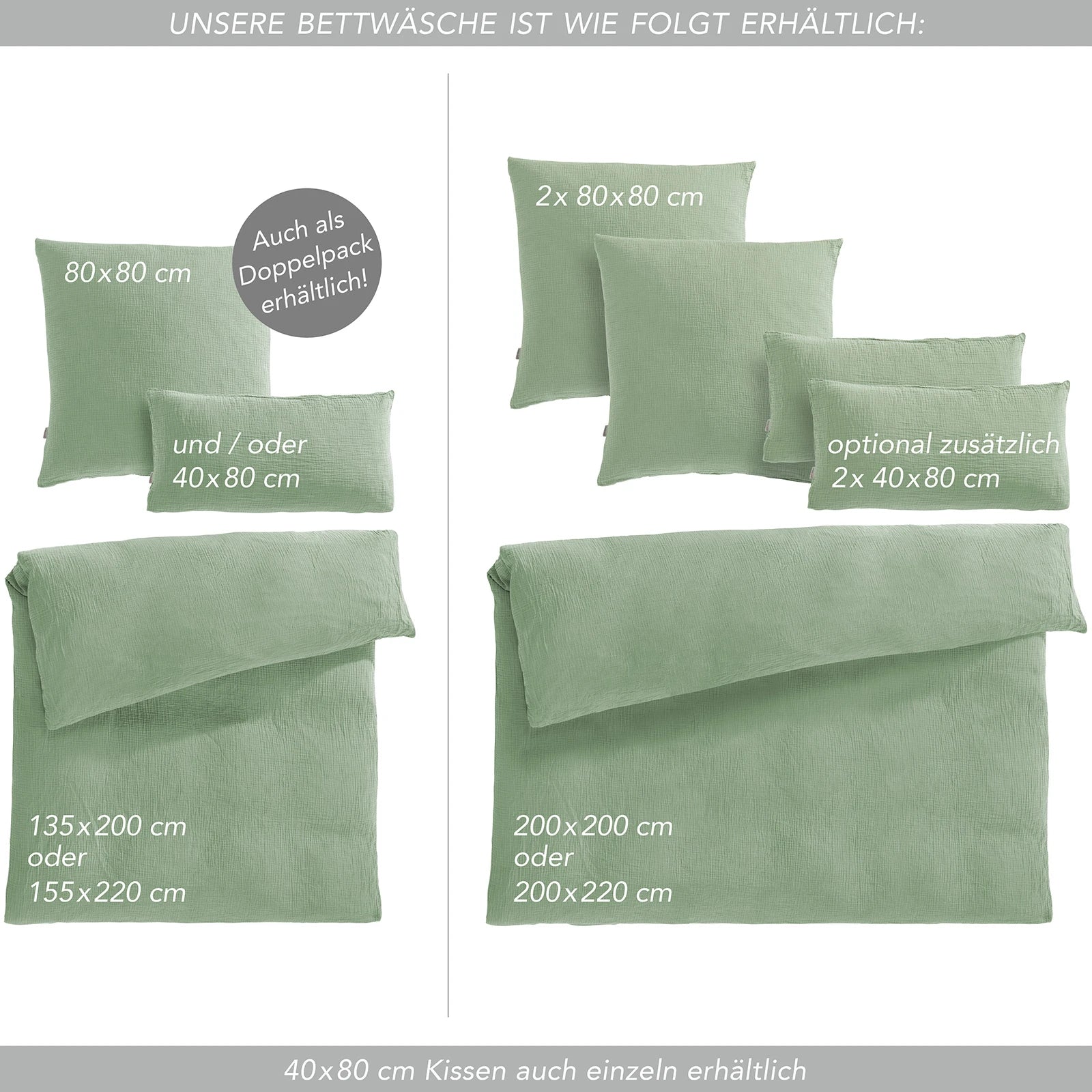 Musselin Bettwäsche Sets - Anthrazit / 2x135x200 + 2x40x80 cm Pure Label