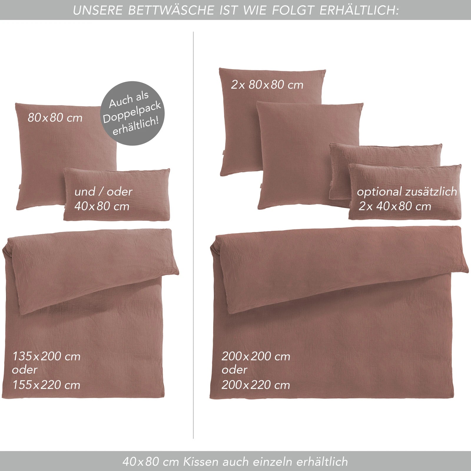 Musselin Bettwäsche Sets - Anthrazit / 2x135x200 + 2x40x80 cm Pure Label