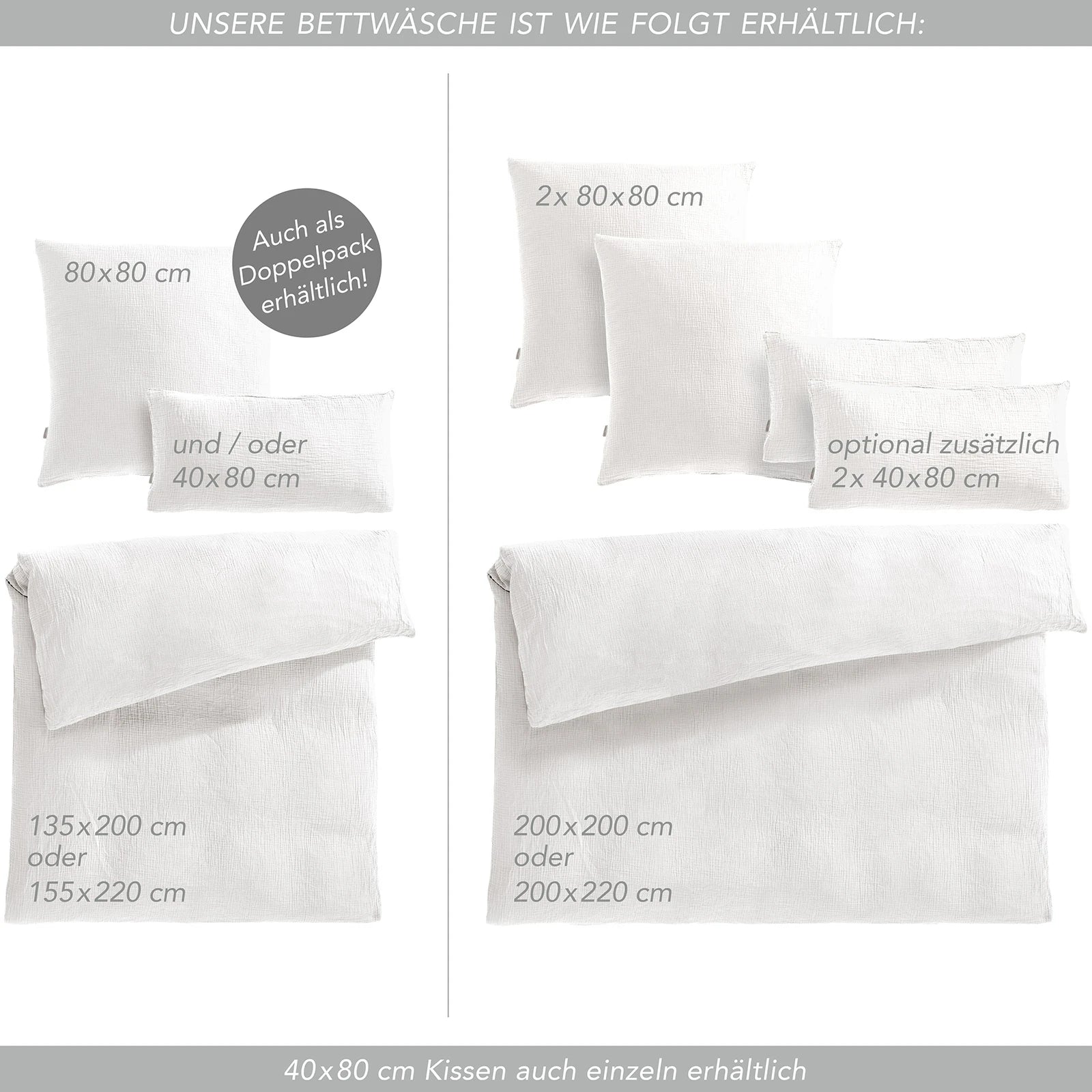 Musselin Bettwäsche Sets - Anthrazit / 2x135x200 + 2x40x80 cm Pure Label
